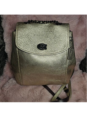 Coach Parker Convertible Backpack - Metallic Gold Pebbled Leather